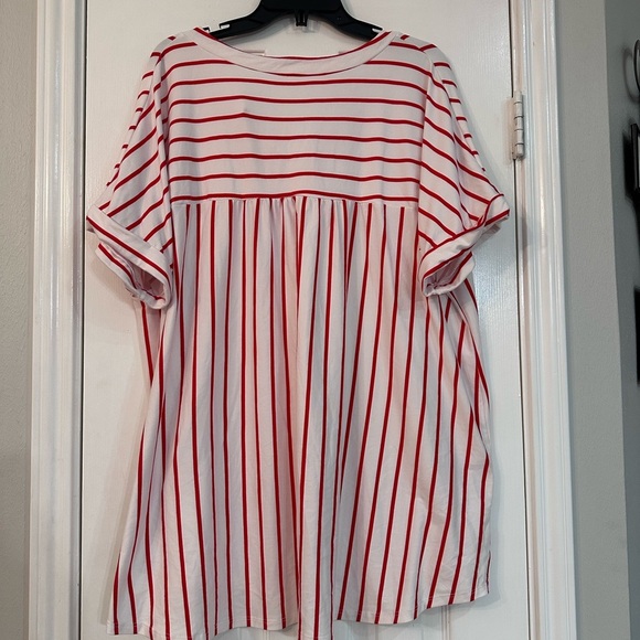 Sew In Love V-Neck Red and White Striped Top - Picture 4 of 4